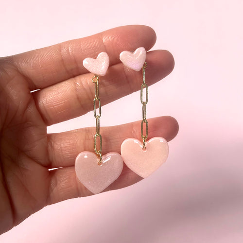 Sparkly hearts with back dangle